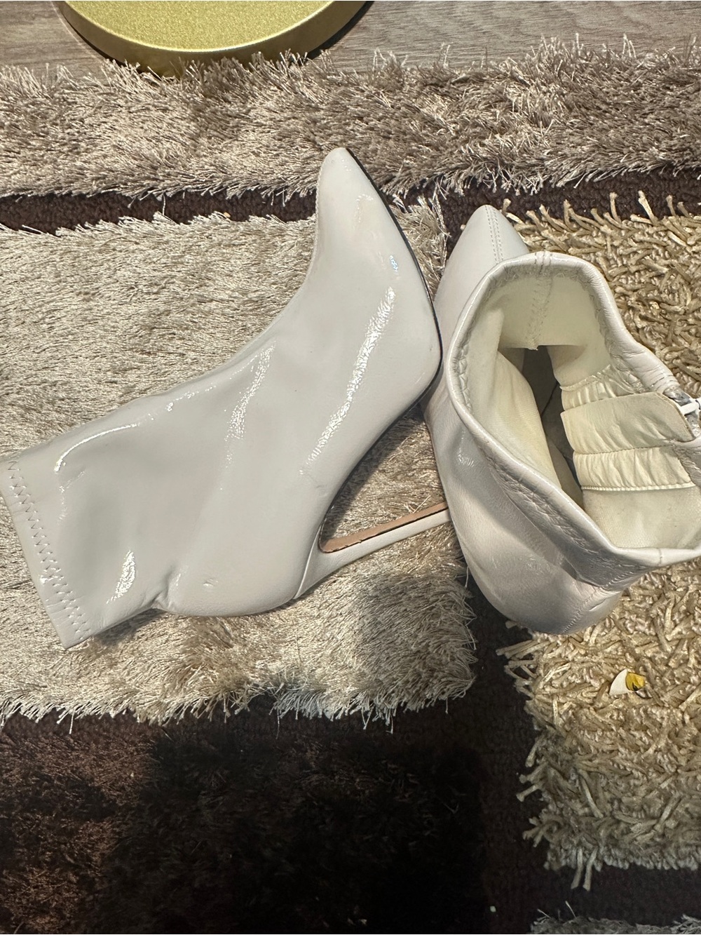 Catherine Malandrino White Patent Pointed-Toe Stiletto Booties